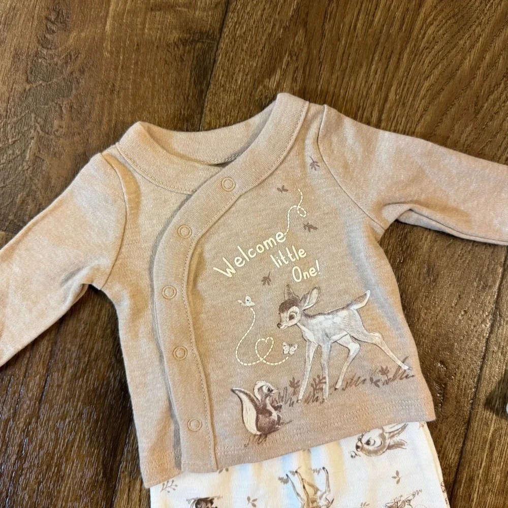 Disney Baby Bambi Bundle Preemie Outfit Hat Welcome Little One Gender Neutral